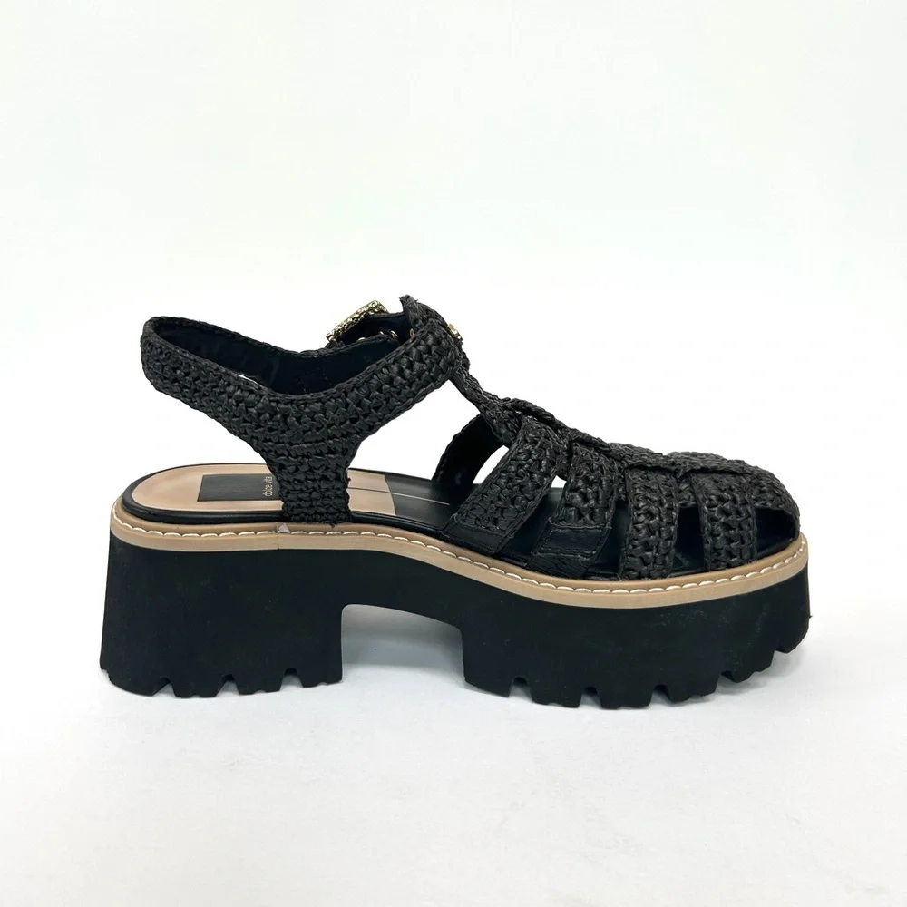 Dolce Vita Lasly Platform Fisherman Sandal in Onyx Knit, Size 8.5